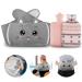 NAJILI hot bottle 1l heat bottle of rubber with cover and waist cover 3 pieces of heat bottle belts set for neck shoulder back feet waist warming for children adults gray 1-gray cat