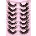Mink Lashes Fluffy 6D False Eyelashes 17mm Wispy Cat Eye Lashes that Look Like Extensions Strip Lashes Pack 6D Cat 17mm