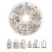ChangJin One Box of 100PCS Antiqued Silver Metal Cord End Caps for Leather Art