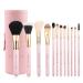 ZOREYA 12pcs Pink Synthetic Makeup Brush Set with Holder and Bonus Gift - Travel Friendly Cosmetic Brushes for Foundation, Powder, Contour, Blush, and Eyes - Buy Online on GoSupps.com