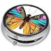 Colorful Butterfly Round Pill Box | 3 Compartment Travel Medicine Organizer & Portable Vitamin Holder - Buy Online on GoSupps.com