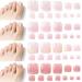 Nuorest 138pcs (4 Sets) Short Square Press on Toe nails  Flower Press on Toenails  Pink Toe Nail Tips  Full Cover Acrylic Toenails  French Tip Fake Toe Nails for Women  Girls for Daily Use  Parties