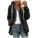 Hanxiulin fleece jacket plush jacket cuddly jacket women winter parka basic hooded jacket warm bomber jacket lined fleece buffer coat with hooded premium coat S black
