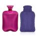 Samply Hot Water Bottle with Knitted Cover, 2L Hot Water Bag for Hot and Cold Compress, Hand Feet Warmer, Ideal for Menstrual Cramps, Neck and Shoulder Pain Relief, Transparent Purple 2L Lavendor
