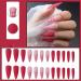 Justotry 24 Pcs Cherry Red Stiletto Fake Nails - Matte Almond Stick on Nails for Women - Long Acrylic False Nails with Glue - Nail Art Cherry& Stiletto - Buy Online on GoSupps.com