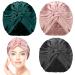 3 Pieces Silk Hair Wrap for Sleeping Women Bonnet Silk Sleeping Bonnet Elastic Hair Care Sleep Cap for Natural Curly Hair (Black, Rose Gold, Green) Retro Color