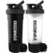 Utopia Home 2-Pack Shaker Bottle - 24 Ounce Protein Shaker Bottle for Pre & Post workout drinks - Classic Protein Mixer Shaker Bottle with Twist and Lock Protein Box Storage(All Black & Clear/Black)