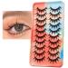False Lashes Natural Synthetic Fibers False Lashes Fluffy Fake Eyelashes 10 Pairs Reusable Fake Eyelashes for Asian Eyes for Round Eyes (Dense)