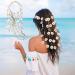 Sunflower Headband Daisy Hair Accessories Flower Crown Sunflowers Hair Beach Boho Hairband Adjustable Tassel Hair Wreath Flowers Hair Bands Women Cosplay Costume (White)