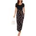 YUNDAI Women's Summer Maternity Maxi Dress with Pocket - Short Sleeve Floral Loose Long Dress Plus Size - Black (L) - Buy Online on GoSupps.com