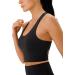 Criss-Cross Back Sports Bras for Women | Padded Workout Tank Tops | Medium Support Crop Tops in Black - Medium - Buy Online on GoSupps.com