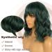 Lancaini Dark Green Short Bob Wig with Bangs for Women - Synthetic Loose Wavy Shoulder Length Cosplay Wig for Girls - Buy Online on GoSupps.com