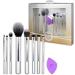 TECHNIQUES Real Makeup Brush Gift Set - Limited Edition Disco Glam for Foundation Shadow Concealer Bronzer Highlighter | Cosmetic Brushes and Complexion Sponge