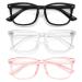 Blue light filter glasses unisex nerd non prescription clear lens fake glasses black+clear+pink