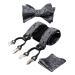 Alizeal Men Adjustable Flowers Paisley Hedding Flying Fie Intlocking Luggage and Elastic Y-Form 6 Clips braces Set gray unit size