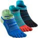 AONIJIE Toe Socks for Men and Women High Performance Athletic Running Toe Socks A# 3 Pairs/Black, Lake Blue, Blue Medium