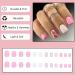 24Pcs French False Nails Short Square Pink White Glitter Designs - Acrylic Full Cover Fake Nails for Women - Nail Art Accessories - Buy Online on GoSupps.com