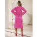 Women's Party Dress Deep V Neck Sexy with Belt Flare Long Sleeve Long Dresses High Waist Elegant XL Rose Red - Buy Online on GoSupps.com