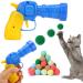 Wllhyf 50 piece of cat toys ball and 1 cat toys thrower interactive set soft plus ball interior cats cat toy noiseless stretch ball toys for indoor kitty cat training blue