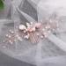 Dainty Pink Crystal Rhinestone Bride Wedding Hair Comb - Rose Gold Pearl Beads Side Hair Comb for Women - Buy Online on GoSupps.com