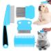 Molain Cat Dog Flea Comb 4 Pieces Pet Tear Stain Remover Comb Set Pet Dog Cat Grooming Comb (Light Blue)