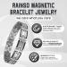 RainSo Magnetic Bracelet for Men - Stainless Steel Double Row Twist Braided Wristband 3500 Gauss Adjustable Black Silver Gift Box - Buy Online on GoSupps.com