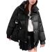 oelaio Womens Winter Quilted Coats 2023 Long Sleeve Full Zip Puffer Jacket Cute Warm Puffy Bubble Coats with Pockets Black#14 Large - Buy Online on GoSupps.com