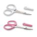 PAFASON Stainless Steel Curved and Straight Eyebrow Grooming Scissor Set with Protective Cover for Trimming Eyelash Eyebrow White+pink