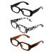 V.W.E. 3 Pairs Rectangle Blue Light Blocking Reading Glasses for Women Retro Bold Anti Eyestrain & UV Glare 3 Pairs Assorted 1.75 x