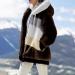 Shop Hanxiulin Women's Fleece Plush Jacket - Warm Fluffy Zipper Hoodie for Outdoor Comfort - Brown - Buy Online on GoSupps.com