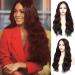 X-Tless Lace Front Wig Kunsthaark cke Middle Part Lange W ck 26 inch red and black for women natural wig with lace at the front less weak colors 2 colors (99J)