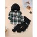 Naiyafly Toddler Boys Hoodie and Pants Set | Kids Long Sleeve Hooded Sweatshirt Outfit | Children's Button Down Tracksuit | Boys School Playsuit 5-6 Years Green Plaid - Buy Online on GoSupps.com
