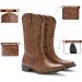 IUV Men's Western Cowboy Boots - Classic Embroidered Snip Toe Boots in Brown - Size 10 - Buy Online on GoSupps.com