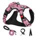 Nestroad dog harness Small dogs checkered pink anti-train cuddles padded chest harness for small dogs size S neck circumference 28 38cm breast circumference 38 53cm reflex strip breast harness dog s neck 28-38cm breast 38-53cm checked pink