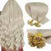 LAAVOO Platinum Blonde Keratin Real Human Hair 22 in Blonde U Tip Hot Fusion Blonde Hair Extensions Remy Long Straight 50g 50s 22 in Utip 60