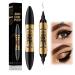 2 in 1 Magic Eyebrow Pencil, Micro Brow Pencil, Double Head Microblading Eyebrow Pencil Waterproof Makeup Tools (Grey)