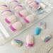 Colorful Waves French Tip Press on Nails - Glossy Blue & Pink Swirl Design | 24Pcs - Buy Online on GoSupps.com