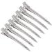 Flzonhut 12 pieces silver denominated hair clips metal terminals hair clamps hairdresser steel hair clips alligator curl hair clips with holes for DIY hair clips women and girls tinker.