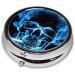 Blue Skull Printed Mini Round Pill Box | 3 Compartment Medicine Organizer | Portable Travel Pill Case for Home & Office - Buy Online on GoSupps.com