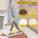 Sponge Floor Mop with Stainless Steel Handle & 3 Absorbent Heads - Self Squeeze for Hardwood, Laminate, Tile, Marble, Ceramic Floors Cleaning - Yellow - Buy Online on GoSupps.com