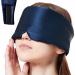 Nature Silk Sleeping Mask Soft Featherweight Eye Mask Large Wrap-Around Blindfold with Adjustable Velcro Blackout for Wild Sleeper Nose Cut (NavyBlue)