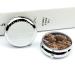 Round Walnut Pill Box - 3 Compartment Decorative Portable Organizer | Stylish Metal Pill Case for Nuts & Medicine - Buy Online on GoSupps.com