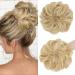 S-Noilite hair pieces for women hair scrunchies thick messy bun hair bun updo Chignons ponytail extenions - Golden Blonde mix Bleach Blonde 86P613