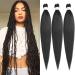 Leeven 3 Packs Pre Stretched Braiding Hair Extension Yaki Texture EZ Braids Hair for Coi Leray Braids Black Braiding Crochet Hair Extensions /30 Inch 1B# 30 Inch (Pack of 3) 1B