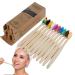 Wooden toothbrushes bamboo toothbrushes with soft bristles |Reusable bamboo carbon toothbrushes for trips picnic camping 10 different colors