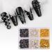 600Pcs Nail Art Punk Cone Metalic Spike Studs Sliver Black Gold Nail Art Tiny Stick Nail Art Alloy Rivet Studs Nail Art Decoration for DIY Manicure Tips Craft Cones