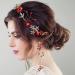 Drokit Red Flower Tiara Bridal Headpiece and Earrings Set - Wedding Hair Jewelry and Accessories - Buy Online on GoSupps.com