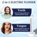 Reusable Electric Flosser for Adults & Kids 4 Speed Rechargeable Vibration Cleaner with Tongue Scraper & 60 Replacement Heads - Wireless Charging Base - Buy Online on GoSupps.com