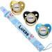 4 pieces personalized pacifier with name individual pacifier clip baby gift for newborn boys and girls glittering pacifier accessories with names (0 6 months) (blue)
