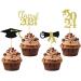 24 Pcs 2024 Graduation Cupcake Toppers Glitter Graduation Cupcake Picks Class Of 2024 Grad Cap Diploma Cupcake Topper Graduation Theme Party Cupcake Decorations Supplies Gold